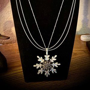 Blended Brown/White Seed Bead Double Necklace Set, Unsigned